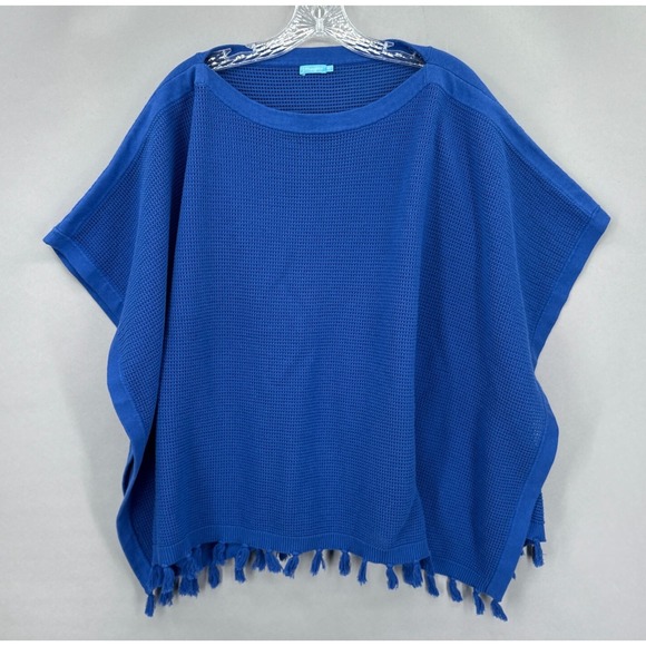 J. McLaughlin Sweaters - J McLaughlin Poncho Sweater Top Pullover‎ Blue Fringe Tassel Asha Open One Size